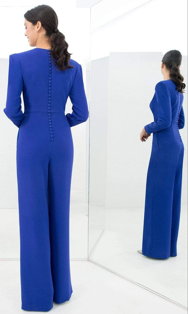 Alexander By Daymor - 1393 Long Sleeve V Neck Jumpsuit 4 Alexander By Daymor - 1393 Long Sleeve V Neck Jumpsuit