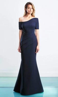 Alexander By Daymor - 1451 Short Sleeves Asymmetric Sheath Dress