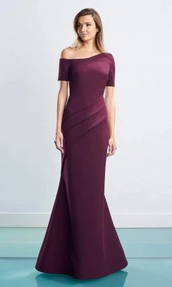 Alexander By Daymor - 1451 Short Sleeves Asymmetric Sheath Dress