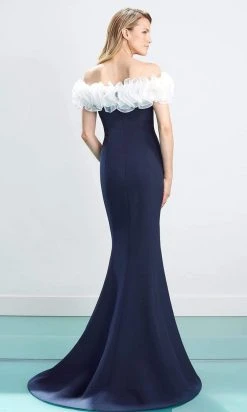 Alexander By Daymor - 1461 Ruffled Off Shoulder Long Gown