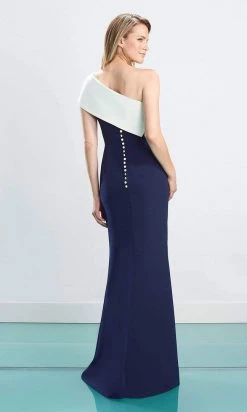 Alexander By Daymor - 1463 Asymmetric Ruffled Waist Sheath Dress