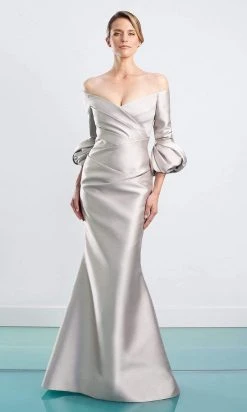 Alexander By Daymor - 1465 Off Shoulder Faux Wrap Trumpet Gown