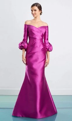 Alexander By Daymor - 1465 Off Shoulder Faux Wrap Trumpet Gown
