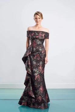 Alexander By Daymor - 1467 Off Shoulder Glittered Floral Gown