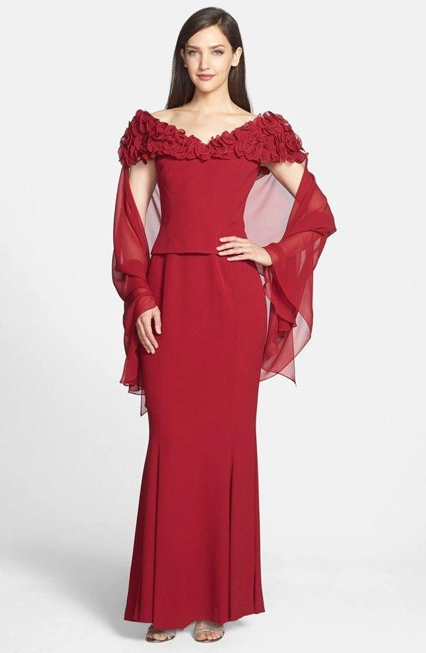 Alexander By Daymor - 2003 Rosette Ruffles Off Shoulder Evening Gown 6 Alexander By Daymor - 2003 Rosette Ruffles Off Shoulder Evening Gown