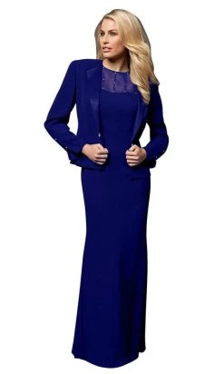 Alexander By Daymor - 2105 Classy Sheer Beaded Yoke Sheath Gown With Jacket