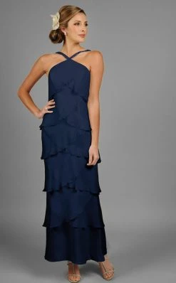 Alexander By Daymor - 3451 Beaded Halter Layered Sheath Evening Dress 24 Alexander By Daymor - 3451 Beaded Halter Layered Sheath Evening Dress