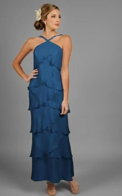 Alexander By Daymor - 3451 Beaded Halter Layered Sheath Evening Dress 27 Alexander By Daymor - 3451 Beaded Halter Layered Sheath Evening Dress