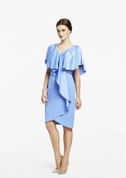 Alexander By Daymor - 609 Drape Short Sleeve V Neckline Cocktail Dress