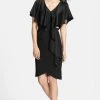Alexander By Daymor - 609 Drape Short Sleeve V Neckline Cocktail Dress