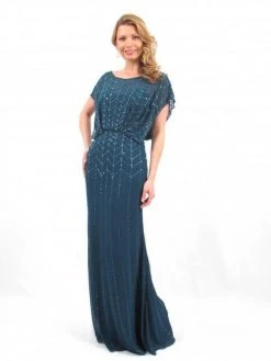 Alexander By Daymor - 665 Beaded Scoop Neck Blouson Long Dress