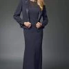Alexander By Daymor - 702105 Classy Sheer Beaded Sheath Dress With Jacket