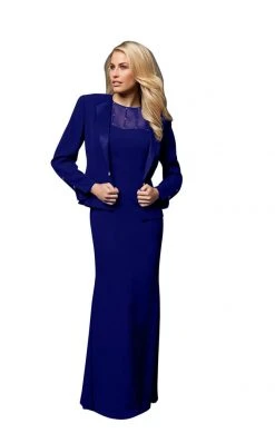 Alexander By Daymor - 702105 Classy Sheer Beaded Sheath Dress With Jacket