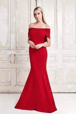 Alexander By Daymor - 767 Draping Ribbon Paneled Off Shoulder Gown