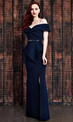 Alexander By Daymor - 850 Bow Accent Off Shoulder Evening Dress