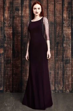 Alexander By Daymor - 861 Embellished Cape Fitted Evening Dress
