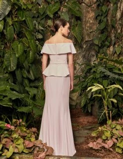 Alexander By Daymor - 950 Off-Shoulder Peplum Trumpet Dress