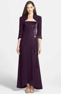 Alexander By Daymor - Brooch Accent Sleeveless Long Gown With Bolero 2006 - 1 Pc Lavender In Size 12 Available