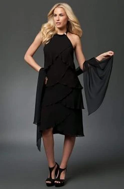 Alexander By Daymor - Halter Neck Layered Sheath Dress 9010