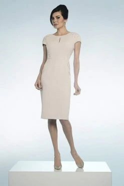 Alexander By Daymor Jewel Neck Accented Short Dress 818 - 1 Pc Stone In Size 16 Available
