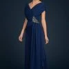 Alexander By Daymor - Ruched V Neck A Line Long Gown 70102