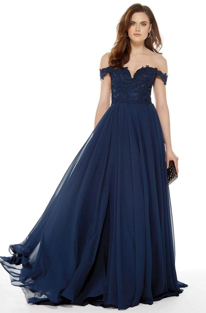 Alyce Paris - 27018 Lace Appliqued Off-Shoulder A-Line Gown 3 Alyce Paris - 27018 Lace Appliqued Off-Shoulder A-Line Gown