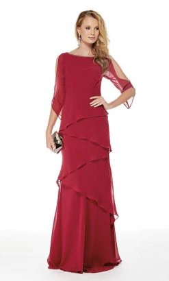 Alyce Paris - 27046 Bateau Layered Chiffon Trumpet Dress