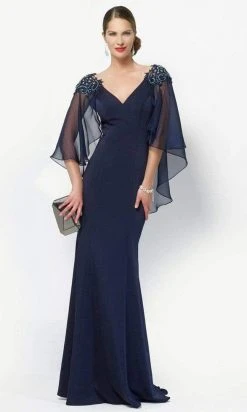 Alyce Paris - 27170 Beaded V-Neck Gown With Sheer Capelet