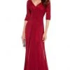 Alyce Paris - 27234 Quarter Sleeves Lace Chiffon A-line Gown