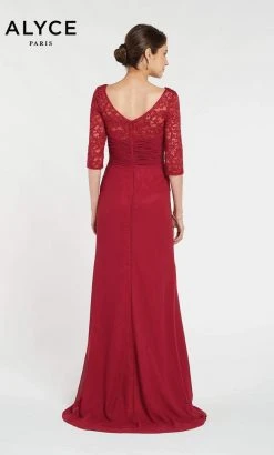 Alyce Paris - 27234 Quarter Sleeves Lace Chiffon A-line Gown 9 Alyce Paris - 27234 Quarter Sleeves Lace Chiffon A-line Gown