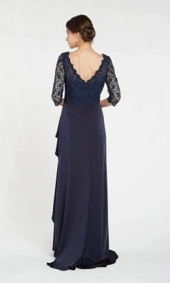 Alyce Paris - 27242 Quarter Sleeve Beaded Lace Wrap Gown
