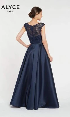 Alyce Paris - 27243 Cap Sleeve Lace Bateau Mikado Evening Gown