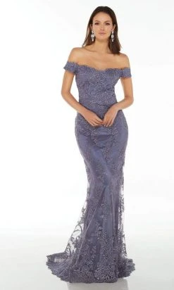 Alyce Paris - 27249 Lace Off-Shoulder Lace On Tulle Overlay Dress