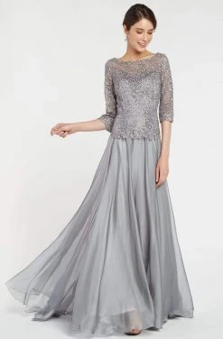Alyce Paris - 27251 Quarter Sleeve Lace Peplum Evening Gown