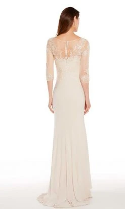 Alyce Paris - 27257 Quarter Sleeve Floral Illusion Bodice Gown