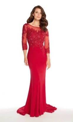 Alyce Paris - 27257 Quarter Sleeve Floral Illusion Bodice Gown 7 Alyce Paris - 27257 Quarter Sleeve Floral Illusion Bodice Gown