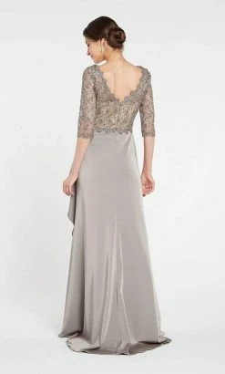 Alyce Paris - 27260 Quarter Sleeve Lace Trimmed A-line Crepe Gown 7 Alyce Paris - 27260 Quarter Sleeve Lace Trimmed A-line Crepe Gown