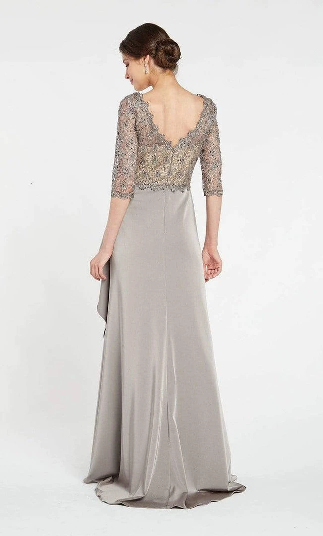 Alyce Paris - 27260 Quarter Sleeve Lace Trimmed A-line Crepe Gown 4 Alyce Paris - 27260 Quarter Sleeve Lace Trimmed A-line Crepe Gown