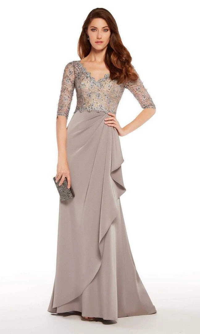 Alyce Paris - 27260 Quarter Sleeve Lace Trimmed A-line Crepe Gown 5 Alyce Paris - 27260 Quarter Sleeve Lace Trimmed A-line Crepe Gown