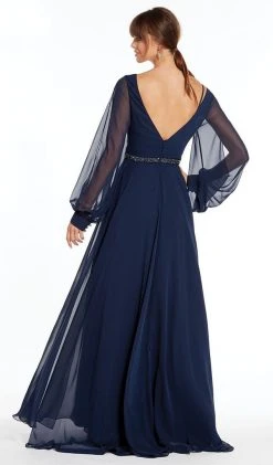 Alyce Paris - 27295 Split Bishop Sleeve Surplice Chiffon Gown