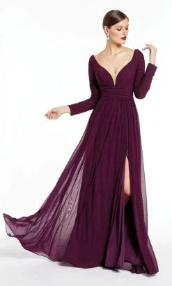 Alyce Paris - 27304 Long Sleeves Mesh Jersey Evening Dress