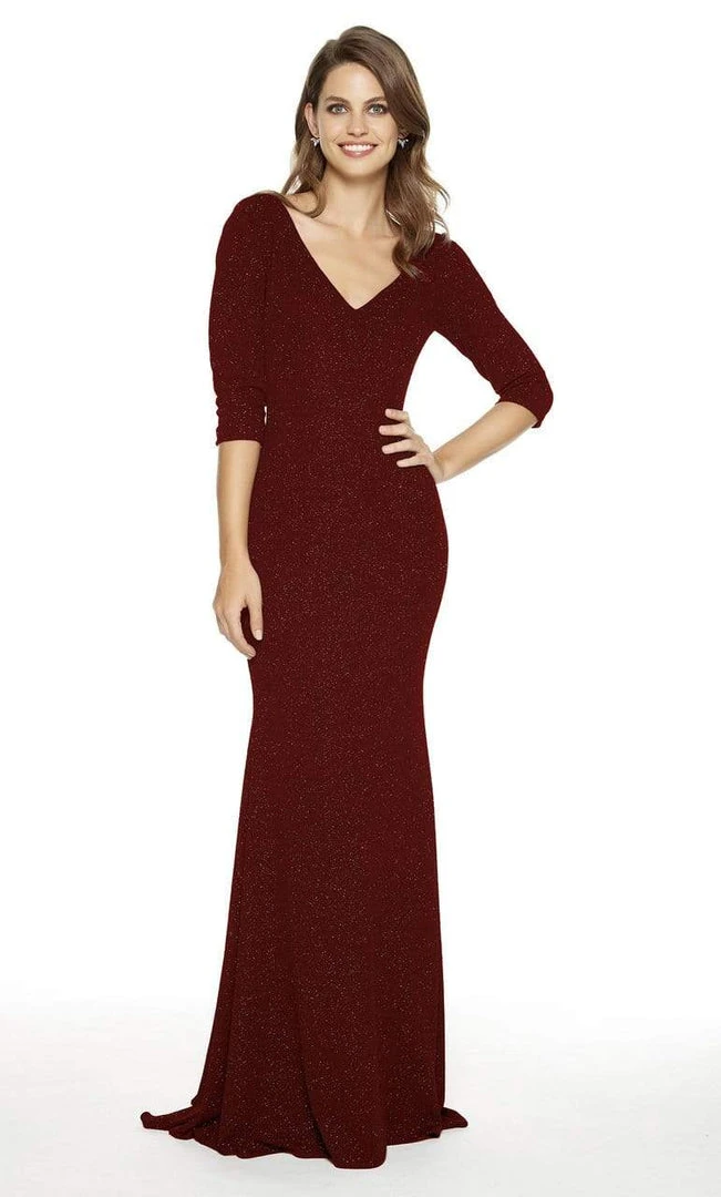 Alyce Paris - 27377 V-Neck Quarter Length Sleeved Dress 6 Alyce Paris - 27377 V-Neck Quarter Length Sleeved Dress