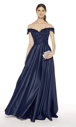 Alyce Paris - 27393 Embroidered Off-Shoulder Satin A-Line Gown