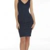 Alyce Paris - 27423 V-neck Textured Jersey Fitted Dress