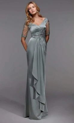 Alyce Paris - 27476 Appliqued Drape-Ornate Cascade Sheath Dress