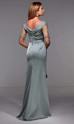 Alyce Paris - 27476 Appliqued Drape-Ornate Cascade Sheath Dress