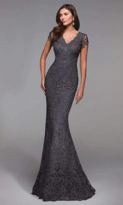 Alyce Paris - 27478 Short Sleeve Scalloped Lace Dress