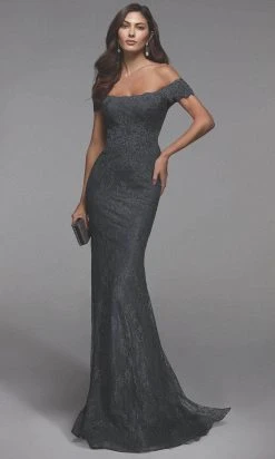 Alyce Paris 27484 - Off-Shoulder Laced Evening Gown