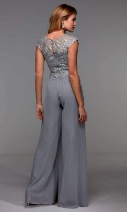 Alyce Paris - 27488 Cap Sleeve Lace Bodice Jumpsuit