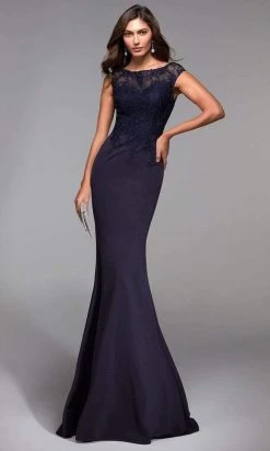 Alyce Paris - 27491 Cap Sleeve Embroidered Sheath Dress